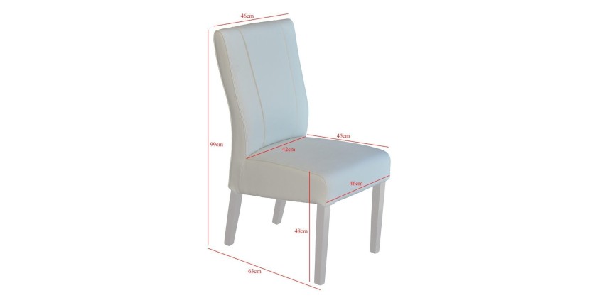 Chaise URBAN simili-cuir Blanc, dimensions: H99 x L46 x P63 cm, idéal pour une salle à manger moderne et design