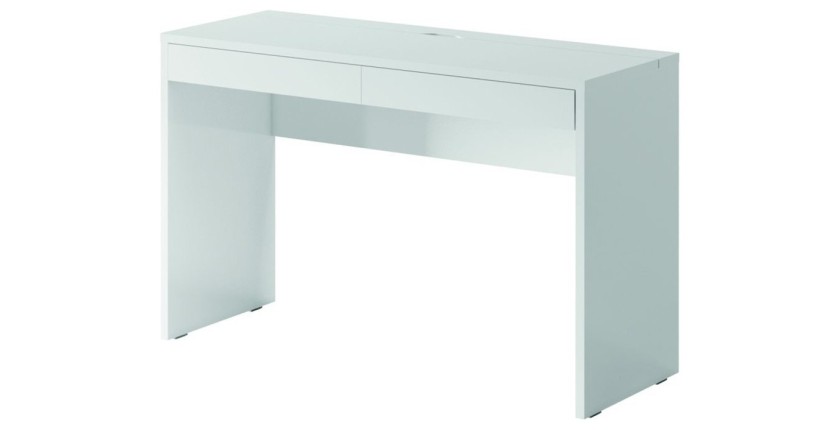 Bureau, Coiffeuse design avec deux tiroirs collection SHERRY coloris blanc finitions brillantes