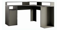 Bureau d'Angle 1 Porte GRAPHIX - 139 cm - Graphite Gris - Collection GRAPHIX