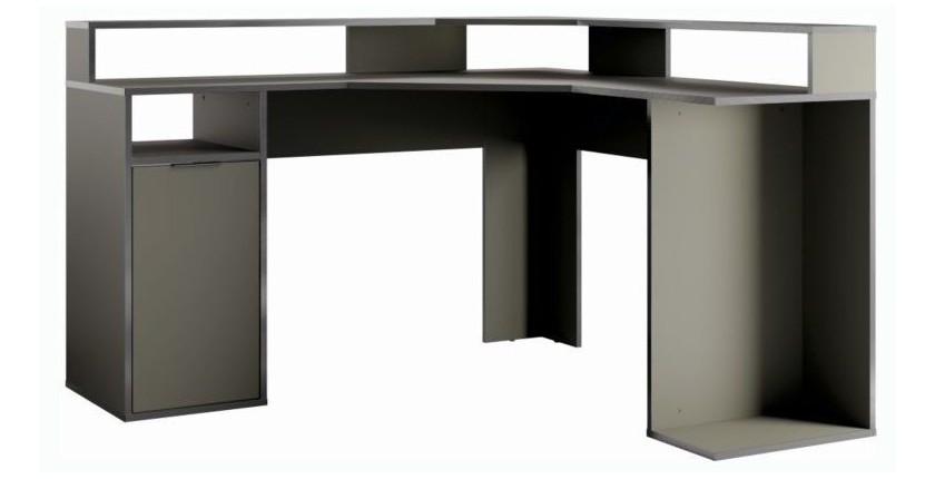 Bureau d'Angle 1 Porte GRAPHIX - 139 cm - Graphite Gris - Collection GRAPHIX