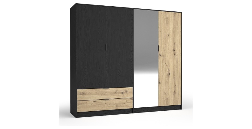 Armoire MELODY - design moderne avec miroir et multiples espaces de rangement