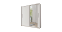 Armoire 205cm 2 portes coulissantes, coloris blanc, collection OZZULA