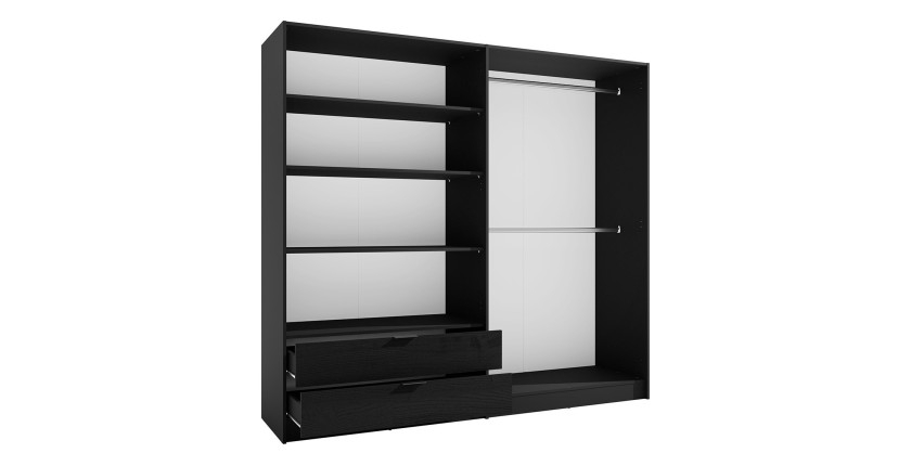 Armoire 4 Portes ISAC - Design Moderne avec Miroir et 2 Tiroirs