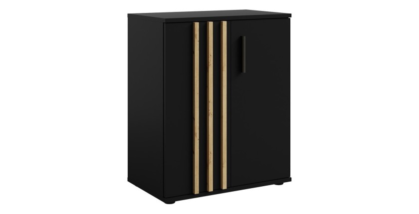 Commode VARIA - 2 Portes - Design moderne en noir et chêne artisan