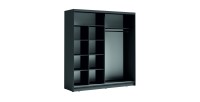 Armoire 2 portes coulissantes avec miroir oblique 205 cm - gris graphite - Collection BAHIA