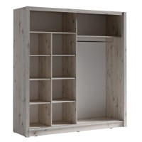 Armoire 205cm 2 portes coulissantes, coloris chêne wellington, collection OZZULA