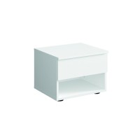 Ensemble chambre NOFI - Lit 140x200 cm avec sommier, 2 tiroirs, chevets, armoire et commode - blanc