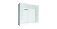 Ensemble chambre NOFI - Lit 160x200 cm avec sommier, 2 tiroirs, chevets, armoire et commode - blanc