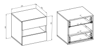 Table de chevet VOX 2 tiroirs et une niche, coloris chêne et beige