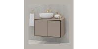 Meuble sous vasque de salle de bain 80cm avec 2 portes collection GOBI coloris marron.