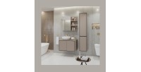 Meuble sous vasque de salle de bain 80cm avec 2 portes collection GOBI coloris marron.