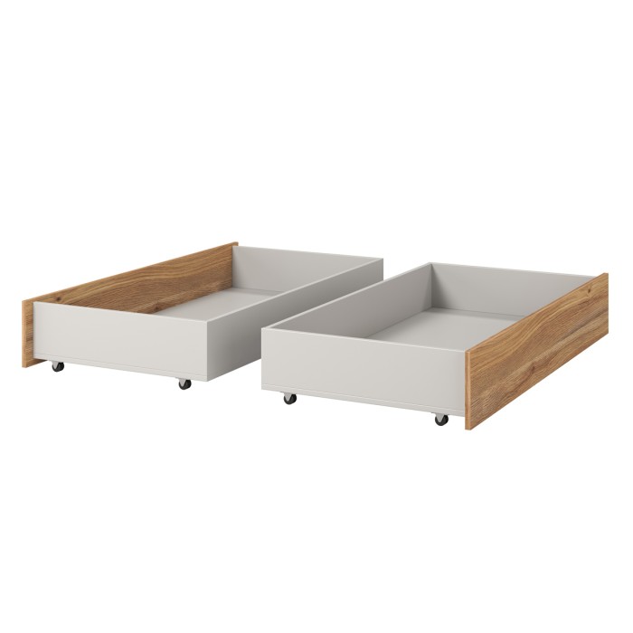 Set di 2 cassetti per letto VOX colore rovere e bianco