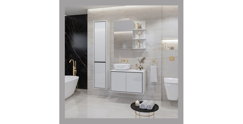 Miroir avec rangements de salle de bain GOBI coloris blanc et noir