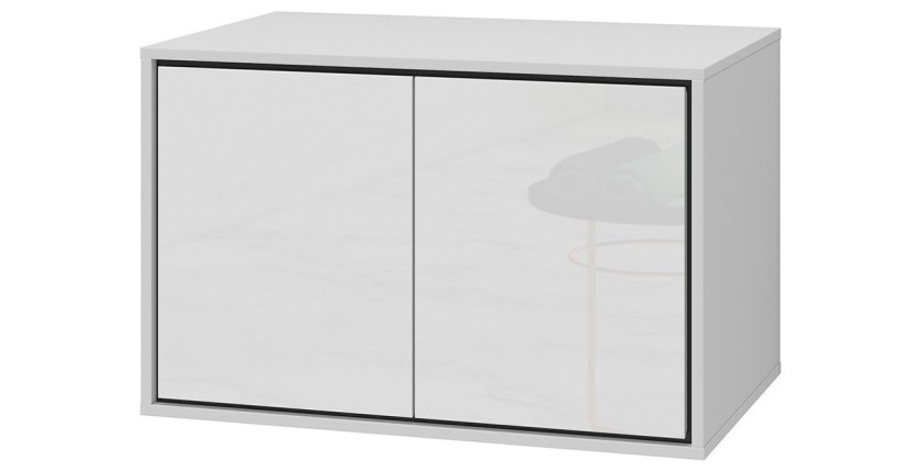 Meuble sous vasque de salle de bain 80cm avec 2 portes collection GOBI coloris blanc et noir.