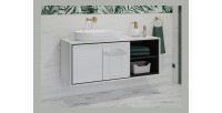 Meuble sous vasque de salle de bain 120 cm GOBI coloris blanc et noir