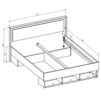 Lit VOX 160x200 – Coloris Chêne et Beige avec emplacements pour tiroirs