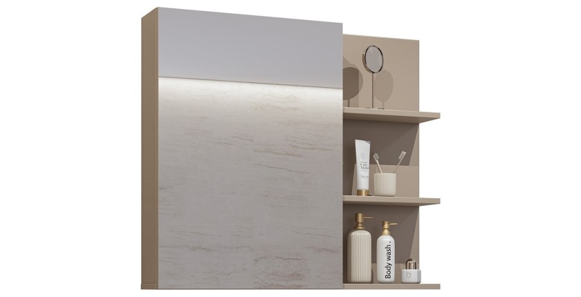 Ensemble de 3 meubles de salle de bain collection GOBI coloris marron.