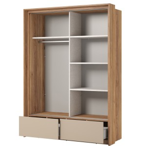 Ensemble Chambre à Coucher VOX – Lit 140x200, Commode, Table de Chevet, Armoire 150 cm avec LED