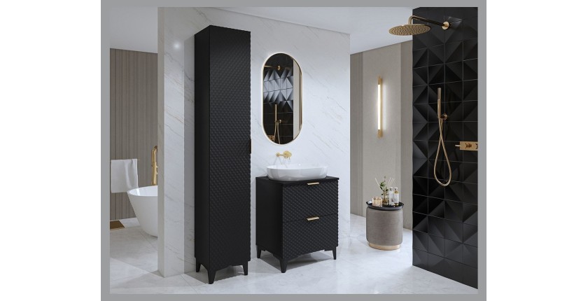 Colonne de salle de bain collection CHIC noir – Rangement moderne et élégant