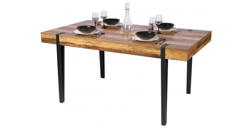 Table LOVY – Bois avec Pieds en Métal Noir