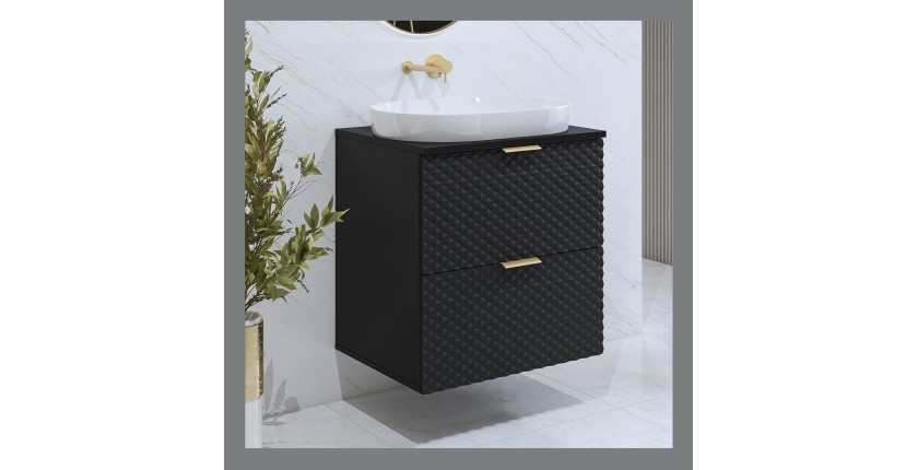 Meuble sous vasque de salle de bain 60cm avec 2 tiroirs collection CHIC coloris noir et doré