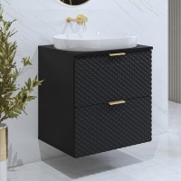 Meuble sous vasque de salle de bain 60cm avec 2 tiroirs collection CHIC coloris noir et doré