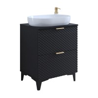 Meuble sous vasque de salle de bain 60cm avec 2 tiroirs collection CHIC coloris noir et doré