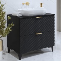 Meuble sous vasque de salle de bain 80cm avec 2 tiroirs collection CHIC coloris noir et doré