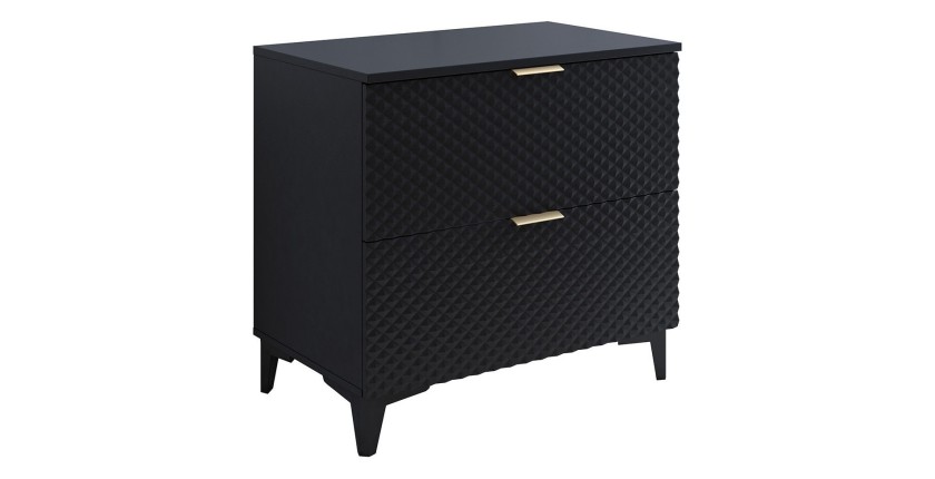 Meuble sous vasque de salle de bain 80cm avec 2 tiroirs collection CHIC coloris noir et doré