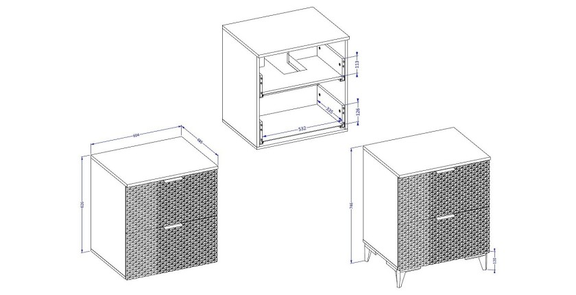 Meuble sous vasque de salle de bain 60cm avec 2 tiroirs collection CHIC coloris blanc et doré