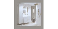 Meuble sous vasque de salle de bain 60cm avec 2 tiroirs collection CHIC coloris blanc et doré