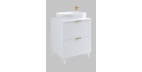 Meuble sous vasque de salle de bain 60cm avec 2 tiroirs collection CHIC coloris blanc et doré