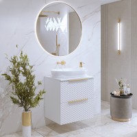 Meuble sous vasque de salle de bain 60cm avec 2 tiroirs collection CHIC coloris blanc et doré