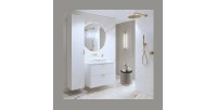 Meuble sous vasque de salle de bain 80cm avec 2 tiroirs collection CHIC coloris blanc et doré