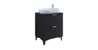 Ensemble de 2 meubles de salle de bain collection CHIC coloris noir et doré. Meuble sous vasque 60cm