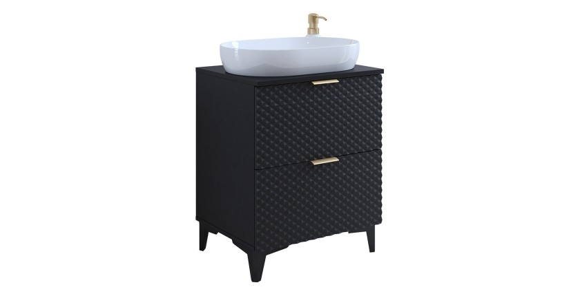 Ensemble de 2 meubles de salle de bain collection CHIC coloris noir et doré. Meuble sous vasque 60cm