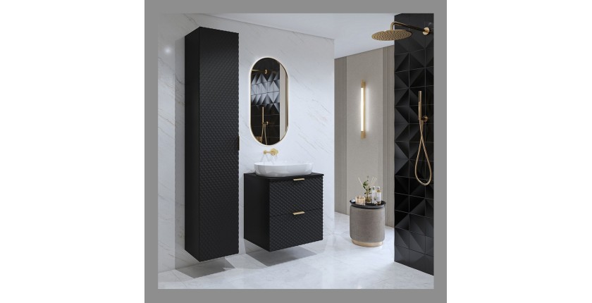 Ensemble de 2 meubles de salle de bain collection CHIC coloris noir et doré. Meuble sous vasque 60cm