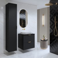 Ensemble de 2 meubles de salle de bain collection CHIC coloris noir et doré. Meuble sous vasque 60cm