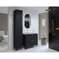 Ensemble de 2 meubles de salle de bain collection CHIC coloris noir et doré. Meuble sous vasque 80cm