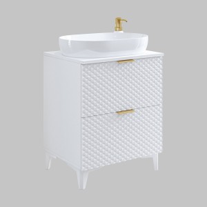 Ensemble de 2 meubles de salle de bain collection CHIC coloris blanc et doré. Meuble sous vasque 60cm