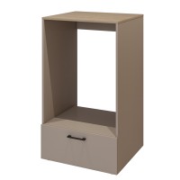 Meuble de rangement pour machine à laver collection WASHING – 1 tiroir – Taupe et chêne