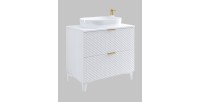 Ensemble de 2 meubles de salle de bain collection CHIC coloris blanc et doré. Meuble sous vasque 80cm