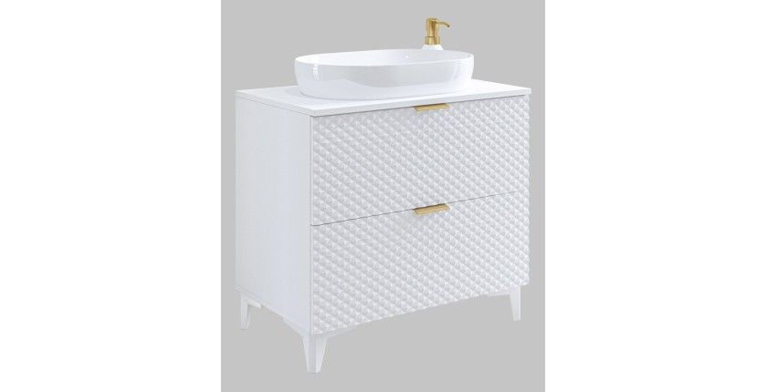 Ensemble de 2 meubles de salle de bain collection CHIC coloris blanc et doré. Meuble sous vasque 80cm