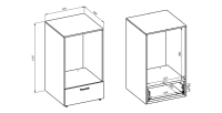 Ensemble de meuble de rangement pour machine à laver collection WASHING – Meuble bas et meuble haut – Taupe et chêne