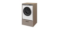 Ensemble de meuble de rangement pour machine à laver collection WASHING – Meuble bas et meuble haut – Taupe et chêne