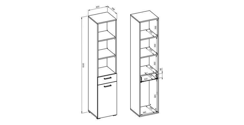 Ensemble de meuble de rangement pour machine à laver et sèche-linge collection WASHING – Taupe et chêne