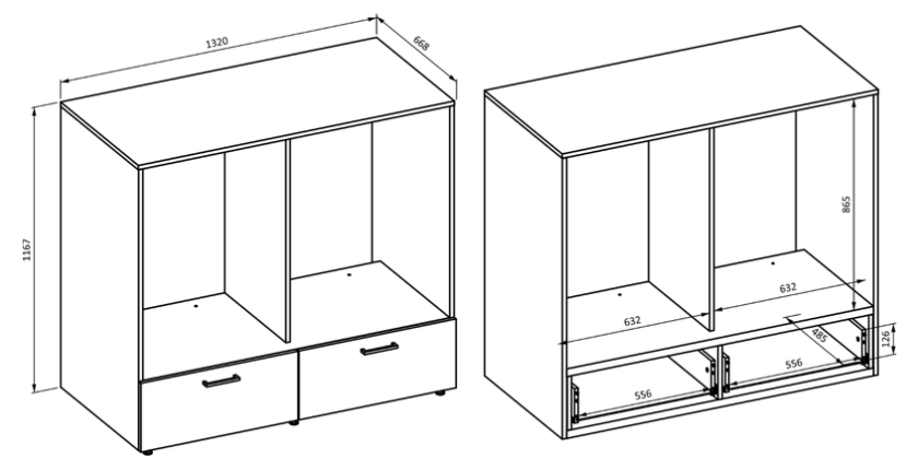 Meuble de rangement pour machine à laver et sèche-linge collection WASHING – 2 tiroirs – Taupe et chêne