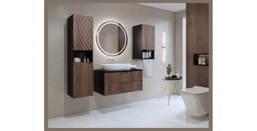 Colonne de salle de bain collection KING – Chêne foncé et noir