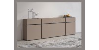 Buffet XL coloris beige et noir 225cm collection HAVANA. Bahut  design avec 4 portes et 4 tiroirs.