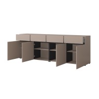 Buffet XL coloris beige et noir 225cm collection HAVANA. Bahut  design avec 4 portes et 4 tiroirs.